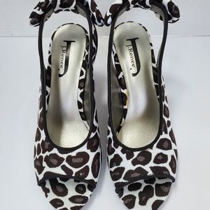 J. Renée black and white Leppard heels. Size 6 medium
